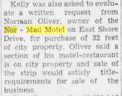 Nor-Mad Motel - Nov 1972 Mention Of Property Sale